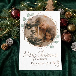 Watercolor Groenery Kerst Fotokaart Feestdagenkaart
