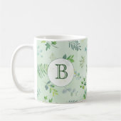 Watercolor Groenery Monogram Koffiemok (Links)