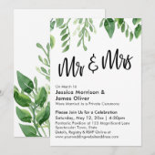 Watercolor Groenery Mr & Mrs Trouwfeest Partij Kaart (Voorkant / Achterkant)