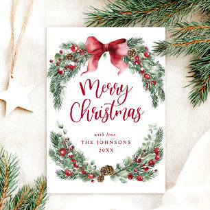 Watercolor Groenery Prettig Kerstfeest Feestdagenkaart