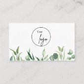 Watercolor Groenery QR-code Aangepaste Logo Zakeli Visitekaartje (Voorkant)