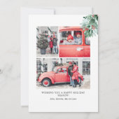 Watercolor Groenery Rode Bessen Ovaal Foto Feestdagenkaart (Achterkant)