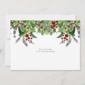 Watercolor Groenery Rode Bessen Script Kerstmis Feestdagenkaart (Achterkant)