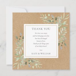 Watercolor Groenery Rustieke Kraft Baby Shower Ged Bedankkaart