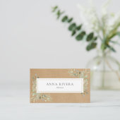 Watercolor Groenery Rustieke Kraft QR Code Visitekaartje (Staand voorkant)