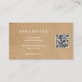 Watercolor Groenery Rustieke Kraft QR Code Visitekaartje (Achterkant)