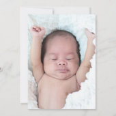 Watercolor Groenery Stof Blauw Jongens Doop Foto Kaart (Achterkant)