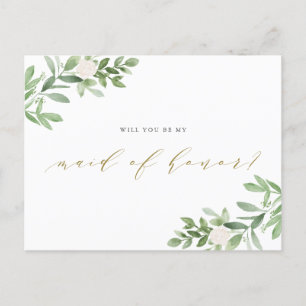 Watercolor Groenery Wil Je Mijn Getuige Zijn Aankondigingskaart