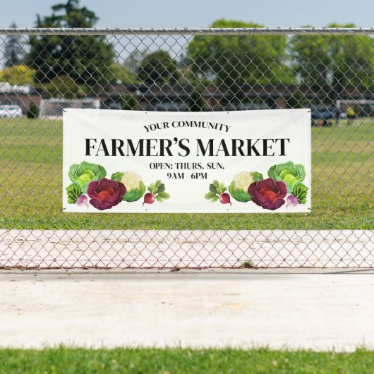 Watercolor Groenten Aangepaste Boerenmarkt Banner (Insitu)