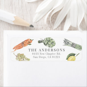 Watercolor Groenten & Fruit Retouradres Etiket