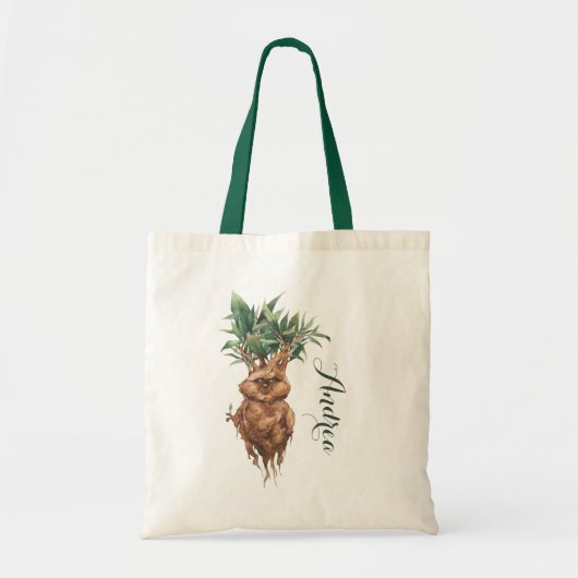 Watercolor Grumpy Mandrake Plant Custom Name Tote Bag (Voorkant)