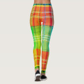 Watercolor Grunge Rainbow Plaid Tartan Texture Leggings (Achterkant)