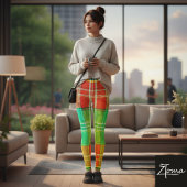 Watercolor Grunge Rainbow Plaid Tartan Texture Leggings