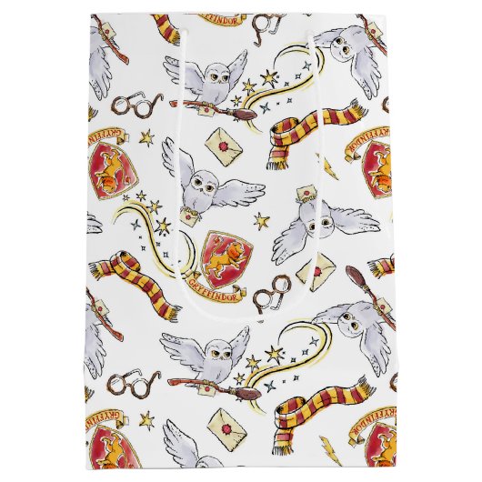 Watercolor GRYFFINDOR™ Hedwig Pattern Medium Cadeauzakje (Achterkant)