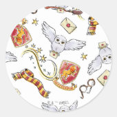 Watercolor GRYFFINDOR™ Hedwig Pattern Ronde Sticker (Voorkant)