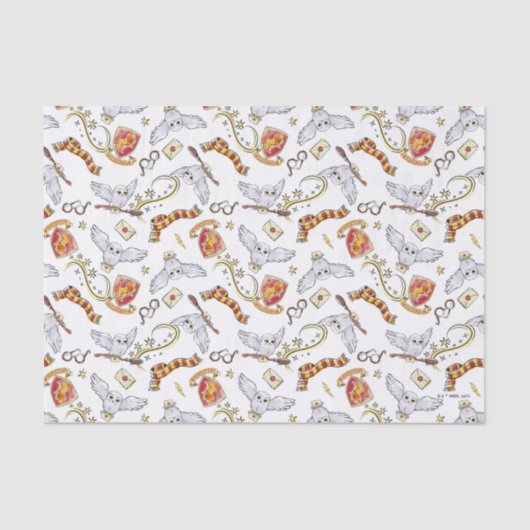 Watercolor GRYFFINDOR™ Hedwig Pattern Tissuepapier (Voorkant)