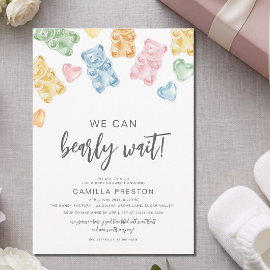Watercolor Gummy Bears Baby Shower Kaart