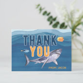 Watercolor Haai Bedankt Plat Kaart (Staand voorkant)