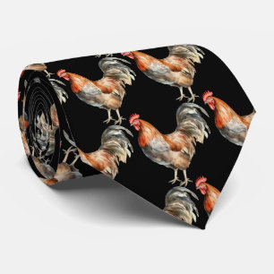 Watercolor Haan Boerderij Dieren Necktie Stropdas