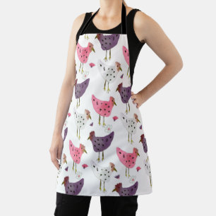 Watercolor Haan Roze Paarse Kip Patroon Schort