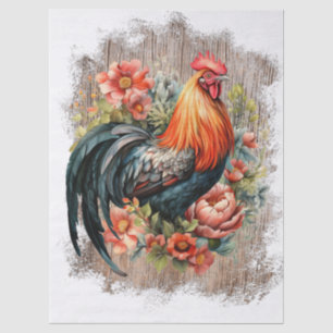 Watercolor haan van de lenteboerderij tissuepapier