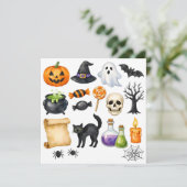 Watercolor Halloween Collage Feestdagenkaart (Staand voorkant)