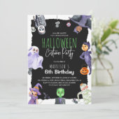 Watercolor Halloween-feestje kinderen verjaardagsf Kaart (Staand voorkant)