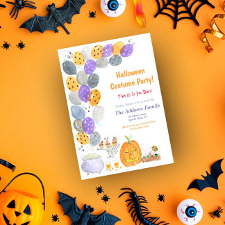 Watercolor Halloween Kostuumfeest Kaart