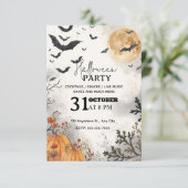 Watercolor Halloween Night Party Invitation – Edit Kaart (Staand voorkant)