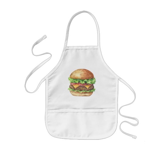 Watercolor hamburger kinder schort (Voorkant)