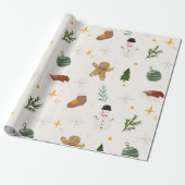 Watercolor Hand-Drawn Christmas Seamless Pattern Cadeaupapier (Uitgerold)