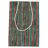 Watercolor Hand Drawn Red Bows Stripes Christmas  Medium Cadeauzakje (Achterkant)