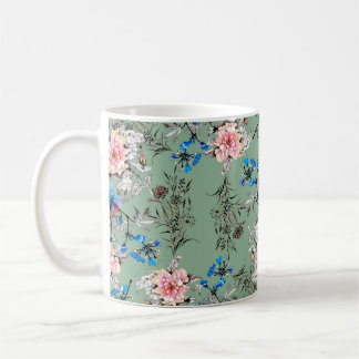 Watercolor hand drawn seamless pattern with beauti koffiemok