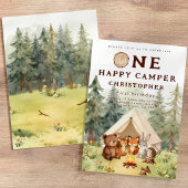 Watercolor Happy Camper 1e Verjaardag Kaart