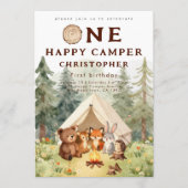 Watercolor Happy Camper 1e Verjaardag Kaart (Voorkant)