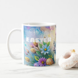 Watercolor Happy Easter Rabbit Koffiemok