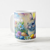 Watercolor Happy Easter Rabbit Koffiemok (Voorkant links)