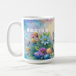 Watercolor Happy Easter Rabbit Koffiemok