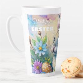 Watercolor Happy Easter Rabbit Latte Mok
