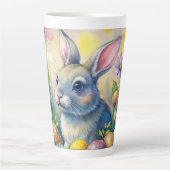 Watercolor Happy Easter Rabbit Latte Mok (Voorkant)