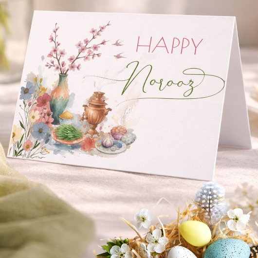 Watercolor Happy Norooz Haft Sin Holiday Card Feestdagen Kaart