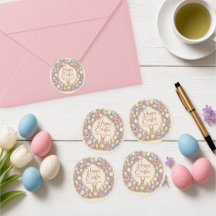 Watercolor Happy Pasen Konijn Script Sticker
