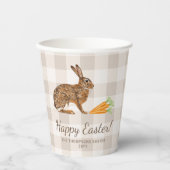 Watercolor Hare And Carrots Happy Easter Beige Papieren Bekers (Voorkant)