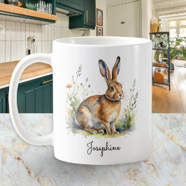 Watercolor Hare Country Wildlife Personalized Koffiemok