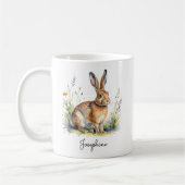 Watercolor Hare Country Wildlife Personalized Koffiemok (Links)