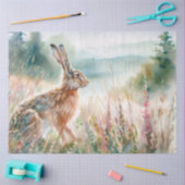 Watercolor Hare in Meadow Tissue Paper Tissuepapier (Craft)