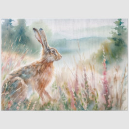 Watercolor Hare in Meadow Tissue Paper Tissuepapier