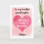 Watercolor Hart 11e Verjaardag Kleinzoon Kaart (Voorkant)