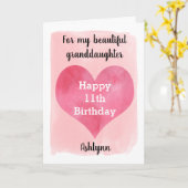 Watercolor Hart 11e Verjaardag Kleinzoon Kaart (Gele Bloem)