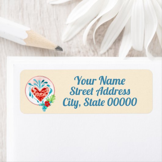 Watercolor Hart Aangepast Etiket (Insitu)